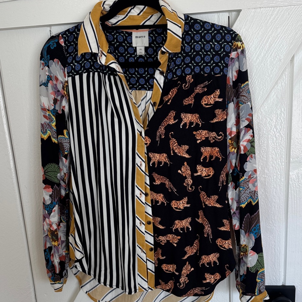 Maeve Yellow and Blue Floral Blouse